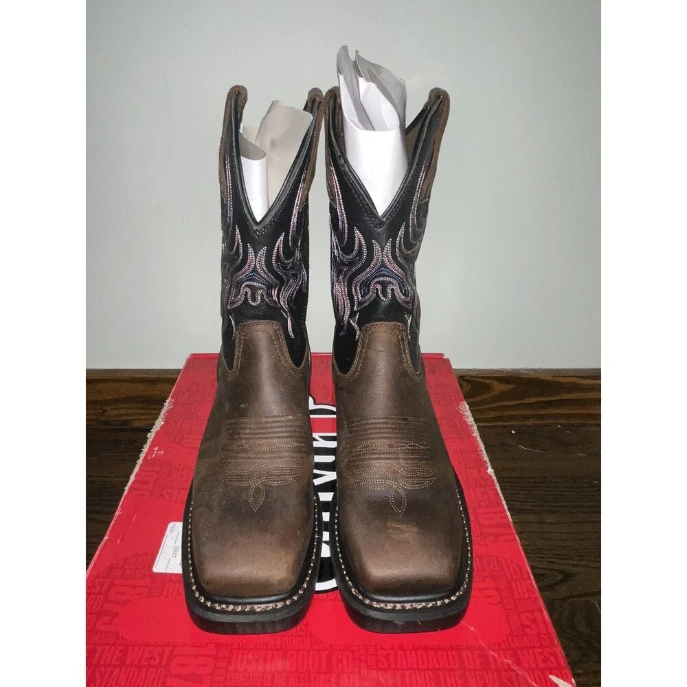 New Justin Commander X5 Boots Steel Toe WK2104 Tobacco Men's Shoe Size 9.5 D